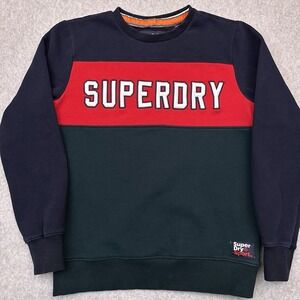 Superdry Academy Color Block Sweatshirt Men's Medium Crew Neck Heavyweight‎